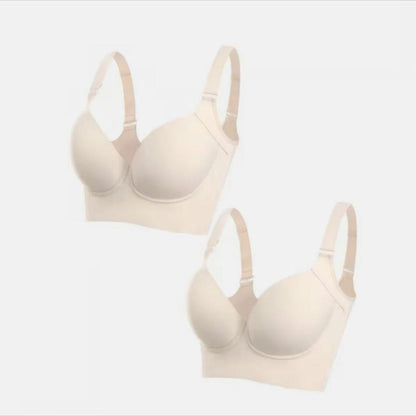 2 Pack Corrective Bra High Side Retraction Large Size Large Chest Small Retraction Side Retraction Adjusting Underwear Thin Style Comfort Womenswear Adjustable Wireless Women'S Underwire Underwire Full Fit Breathable Silky Solid Seamless Wireless Bra