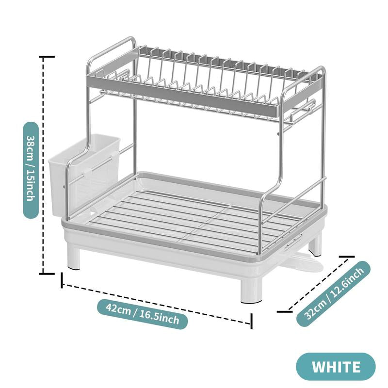 2-Tier Dish Drainer Rack, 1 Count Kitchen Countertop Dish Drying Rack, Kitchen Utensils & Gadgets