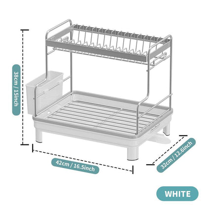 2-Tier Dish Drainer Rack, 1 Count Kitchen Countertop Dish Drying Rack, Kitchen Utensils & Gadgets