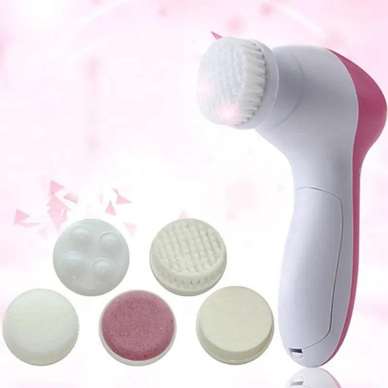 Electric Facial Cleaner 5 in 1 Face Cleansing Brush Wash Machine Spa Skin Care Massager Blackhead Cleaning Facial Cleanser Tools