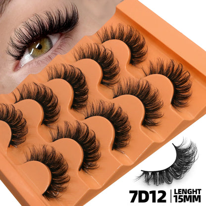 5 Pairs Fluffy Eyelashes 8D Volume False Lashes Russian Strip Lashes Extensions Thick Soft Curly Fake Lashes Makeup