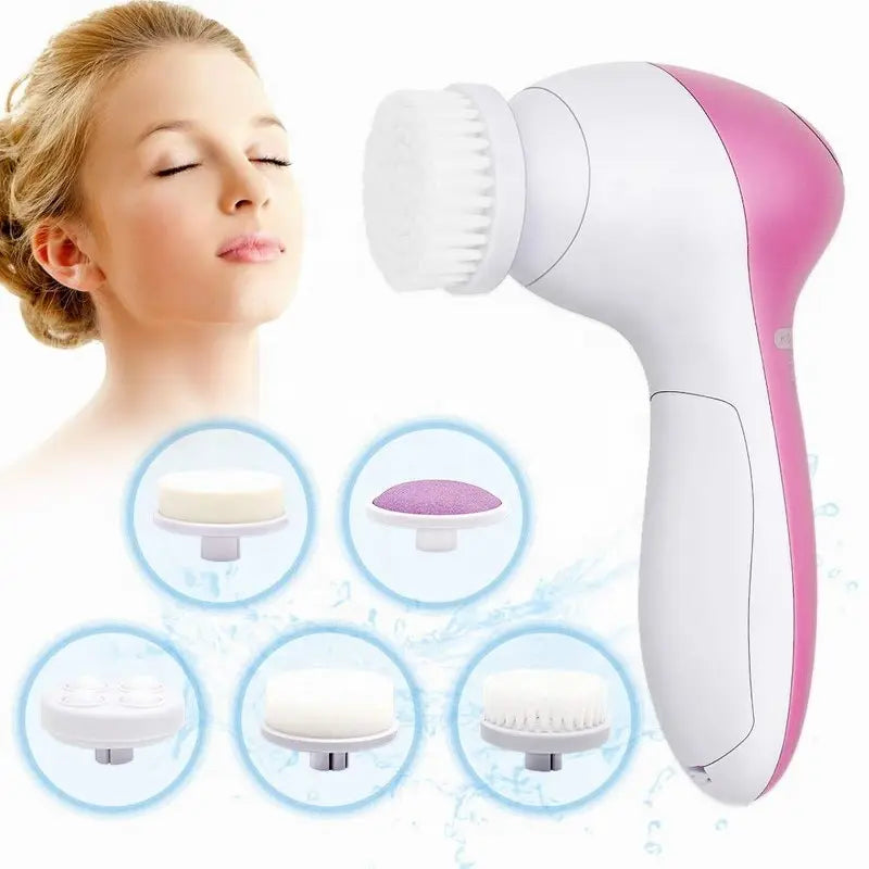 Electric Facial Cleaner 5 in 1 Face Cleansing Brush Wash Machine Spa Skin Care Massager Blackhead Cleaning Facial Cleanser Tools