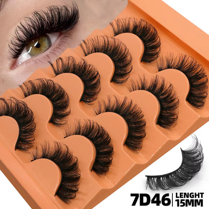 5 Pairs Fluffy Eyelashes 8D Volume False Lashes Russian Strip Lashes Extensions Thick Soft Curly Fake Lashes Makeup