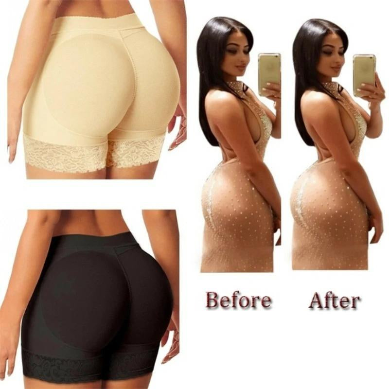 2 Pieces Women Padded Push up Panties Butt Lifter Shaper Fake Ass Buttocks Invisible Peach Hip Panties Briefs Underwear Lingerie Lace High Shapewear Womenswear Lady Women'S Floral