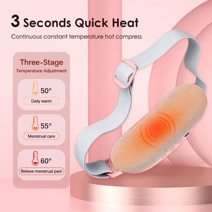 Electric Period Cramp Massager Vibrating Heating Period Pads Belt for Menstrual Colic Waist Stomach Abdominal Warm Palace Belt