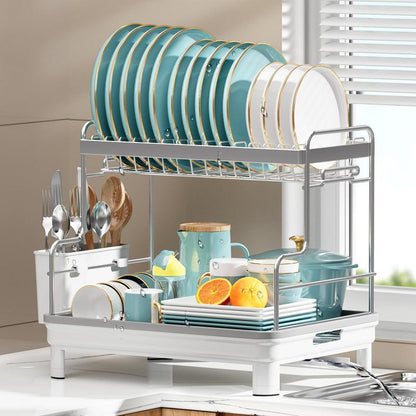 2-Tier Dish Drainer Rack, 1 Count Kitchen Countertop Dish Drying Rack, Kitchen Utensils & Gadgets