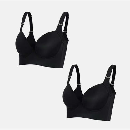 2 Pack Corrective Bra High Side Retraction Large Size Large Chest Small Retraction Side Retraction Adjusting Underwear Thin Style Comfort Womenswear Adjustable Wireless Women'S Underwire Underwire Full Fit Breathable Silky Solid Seamless Wireless Bra