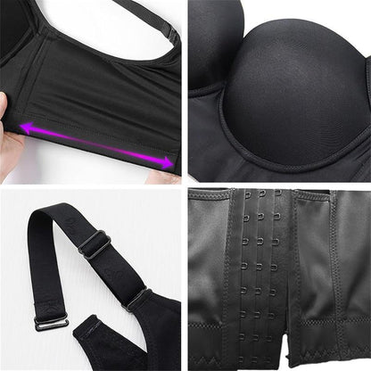 2 Pack Corrective Bra High Side Retraction Large Size Large Chest Small Retraction Side Retraction Adjusting Underwear Thin Style Comfort Womenswear Adjustable Wireless Women'S Underwire Underwire Full Fit Breathable Silky Solid Seamless Wireless Bra